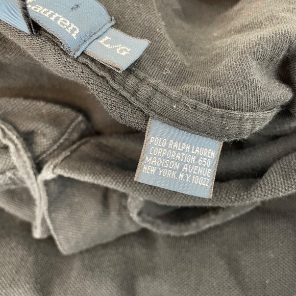 Vintage Polo Ralph Lauren Hooded Jersey Knit Long Sleeve Black Men’s Size Large - Picture 10 of 11